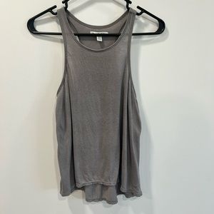 American Eagle gray racerback tank with zig-zig pattern and shimmery detail